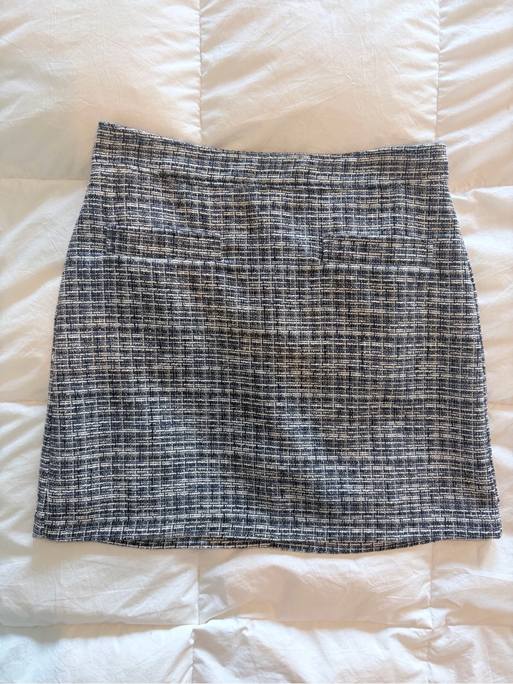 LOFT Blue and White Tweed Mini Skirt NWT